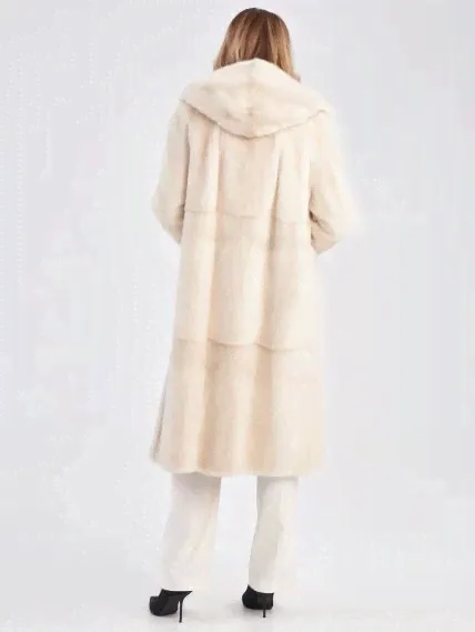 Шуба из меха норки женская Марина(к), жемчужная, размер 56, артикул 33750-2
