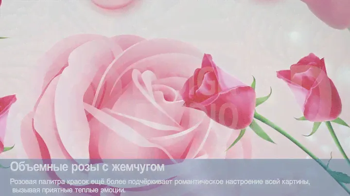 3D Фотообои "Объемные розы с жемчугом"